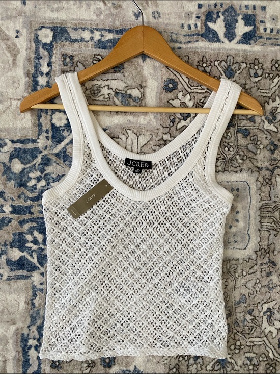 J. Crew Tops - NWT J. Crew White Open Knit Sheer Crochet Tank Top